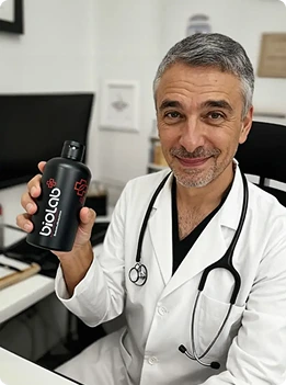 طبيب يحمل المنتج